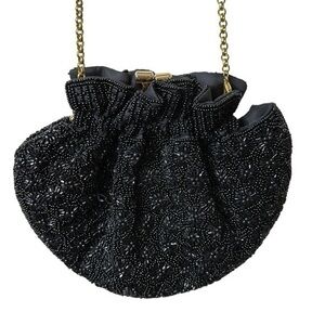 Inge Christopher Vintage Black Beaded, Formal Bag Purse
